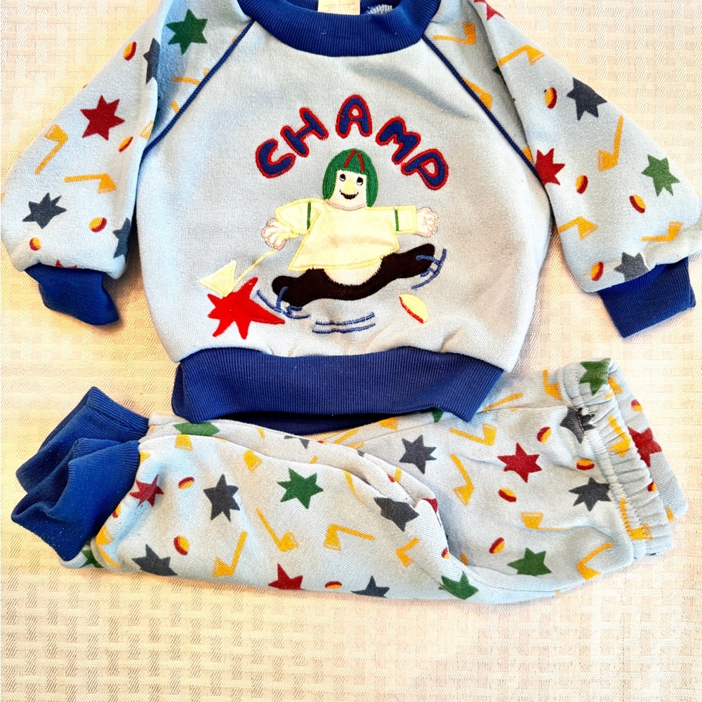Vintage Color Kids Baby Sweatsuit Set 6–9M Champ Sweatshirt Star Joggers‎ 80s 90